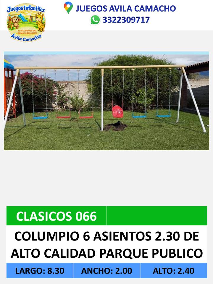 columpio  5 asientos + 1 bebé parque publico